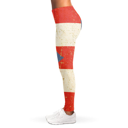 Retro Puerto Rican Flag Print Women's Leggings