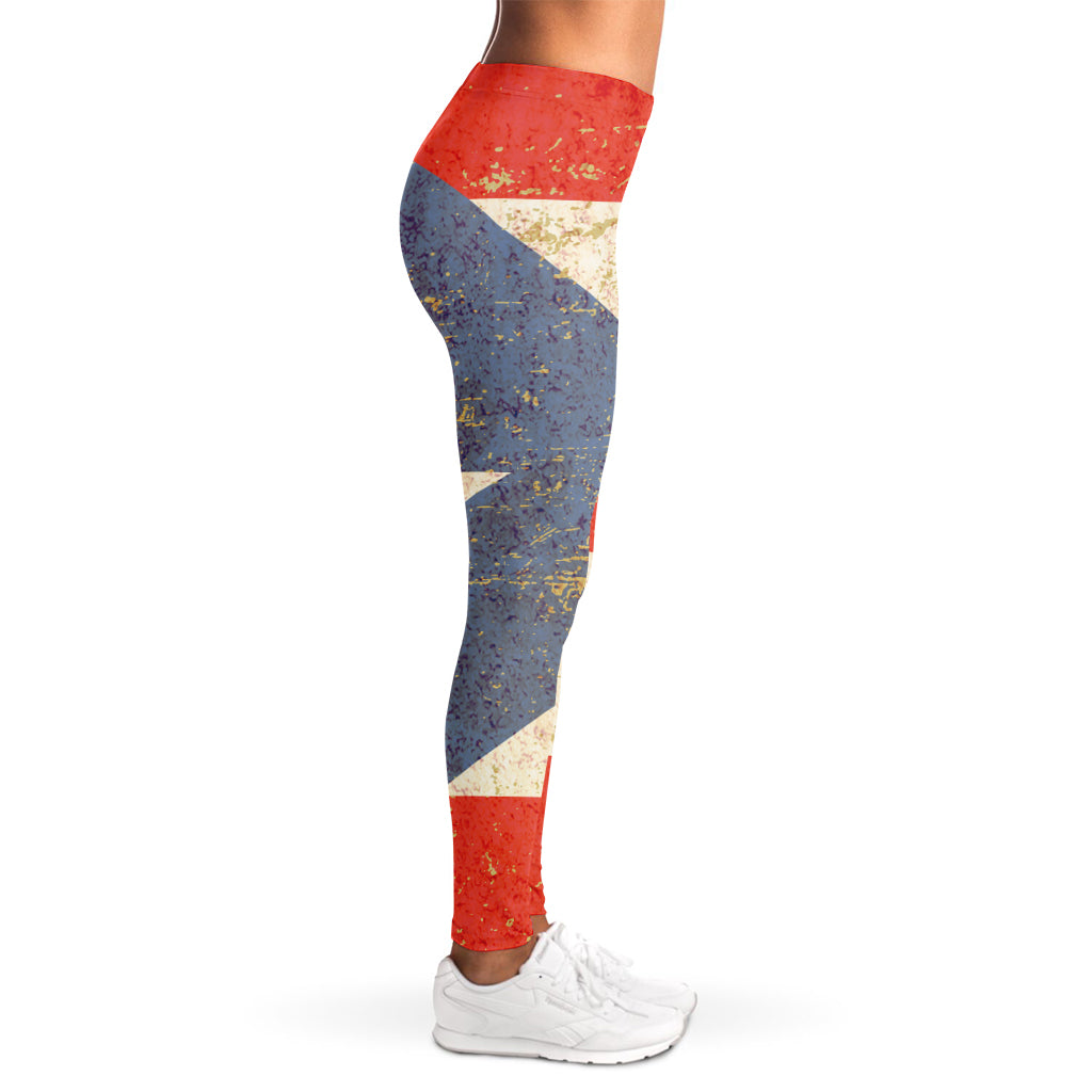 Retro Puerto Rican Flag Print Women's Leggings
