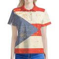 Retro Puerto Rican Flag Print Women's Polo Shirt