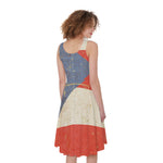 Retro Puerto Rican Flag Print Women's Sleeveless Dress