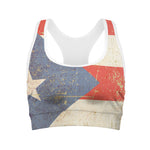 Retro Puerto Rican Flag Print Women's Sports Bra