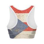 Retro Puerto Rican Flag Print Women's Sports Bra