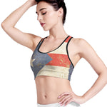 Retro Puerto Rican Flag Print Women's Sports Bra