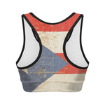 Retro Puerto Rican Flag Print Women's Sports Bra