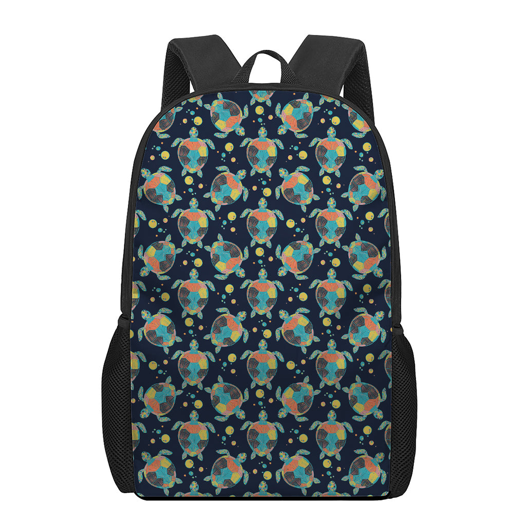 Retro Sea Turtle Pattern Print 17 Inch Backpack