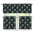 Retro Sea Turtle Pattern Print 3 Piece Kitchen Curtains