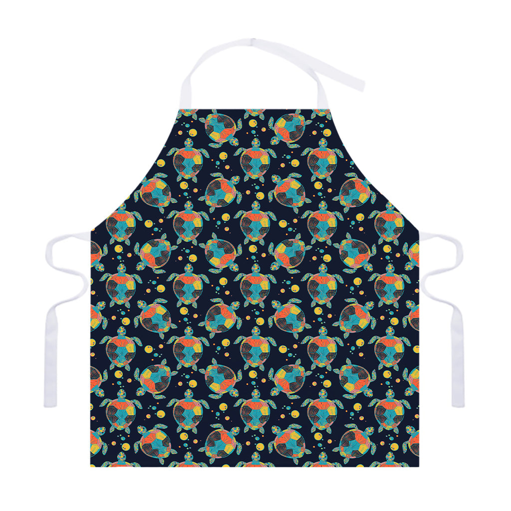 Retro Sea Turtle Pattern Print Adjustable Apron