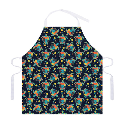 Retro Sea Turtle Pattern Print Adjustable Apron