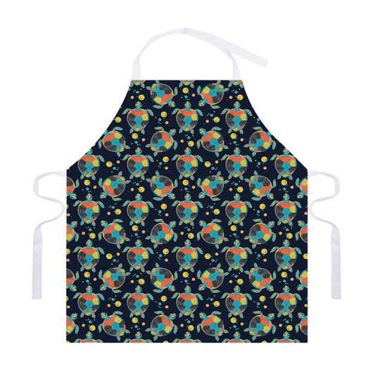Retro Sea Turtle Pattern Print Adjustable Apron