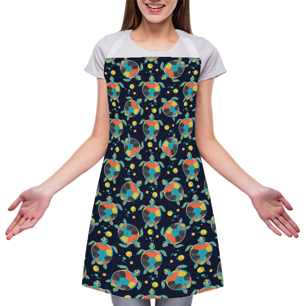 Retro Sea Turtle Pattern Print Adjustable Apron