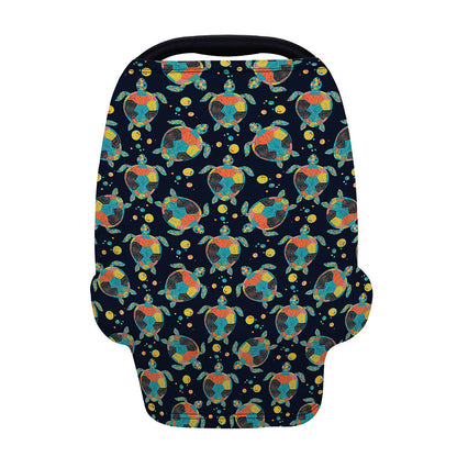 Retro Sea Turtle Pattern Print Baby Seat Cover