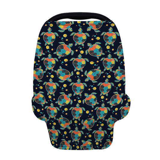 Retro Sea Turtle Pattern Print Baby Seat Cover