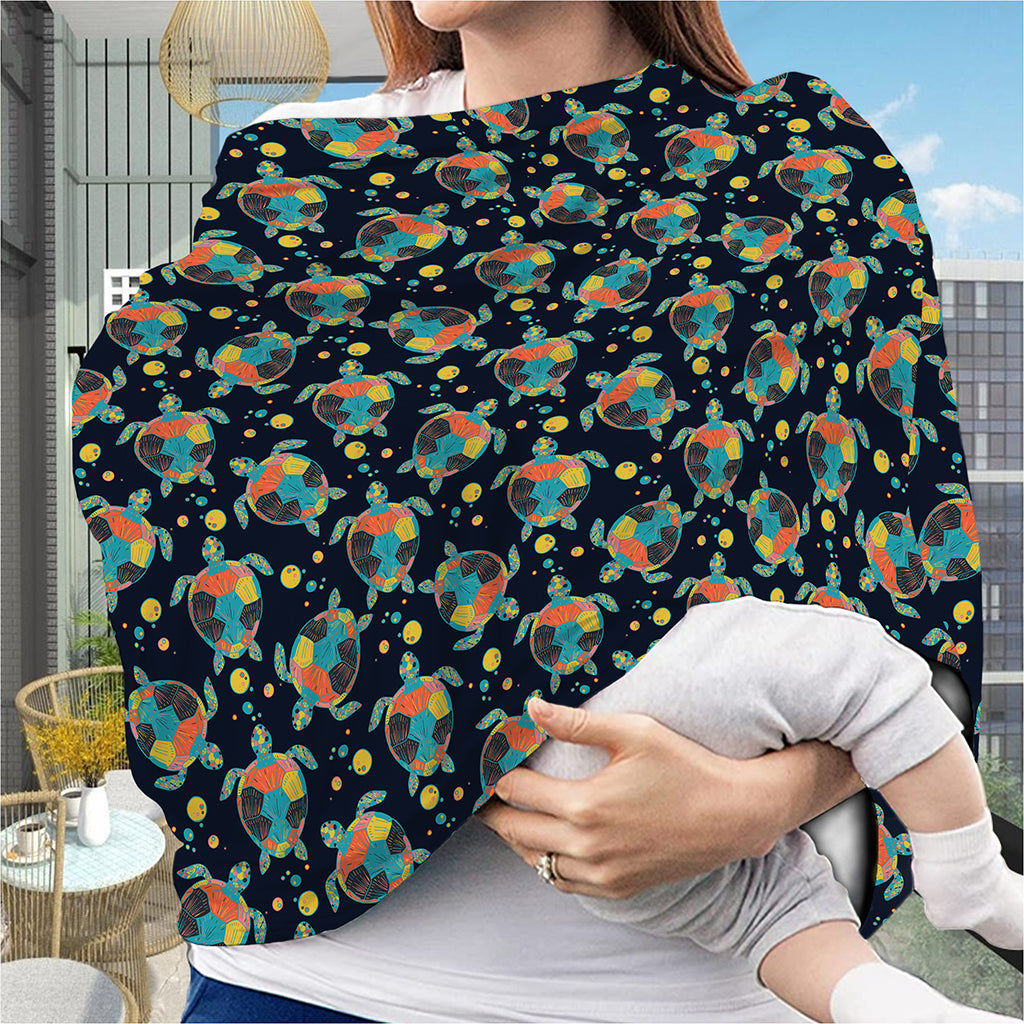 Retro Sea Turtle Pattern Print Baby Seat Cover