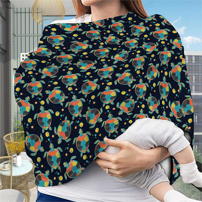 Retro Sea Turtle Pattern Print Baby Seat Cover