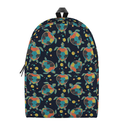 Retro Sea Turtle Pattern Print Backpack