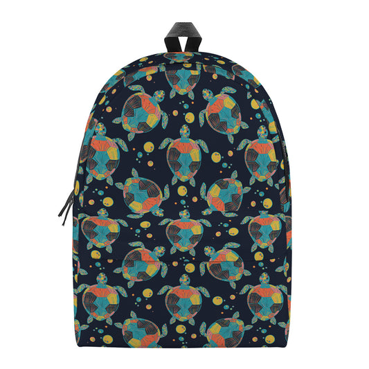 Retro Sea Turtle Pattern Print Backpack