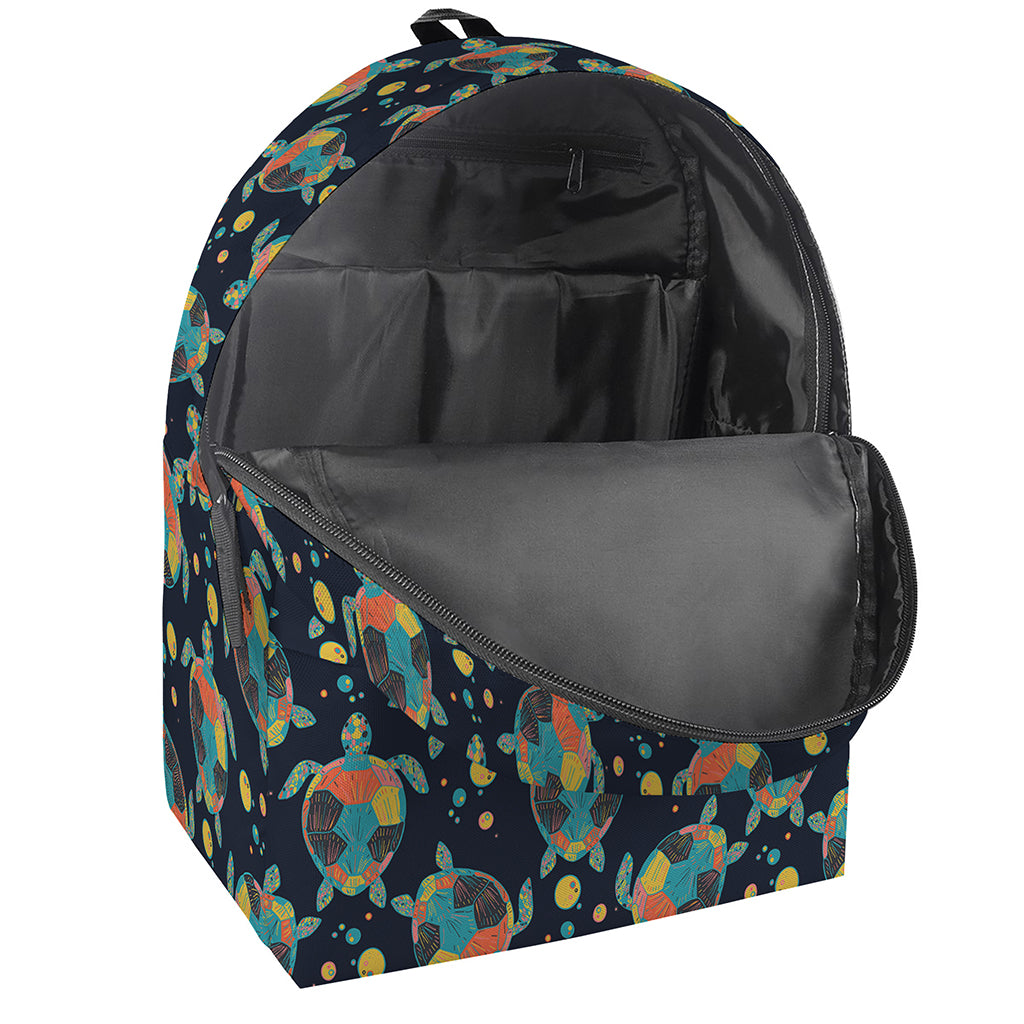 Retro Sea Turtle Pattern Print Backpack