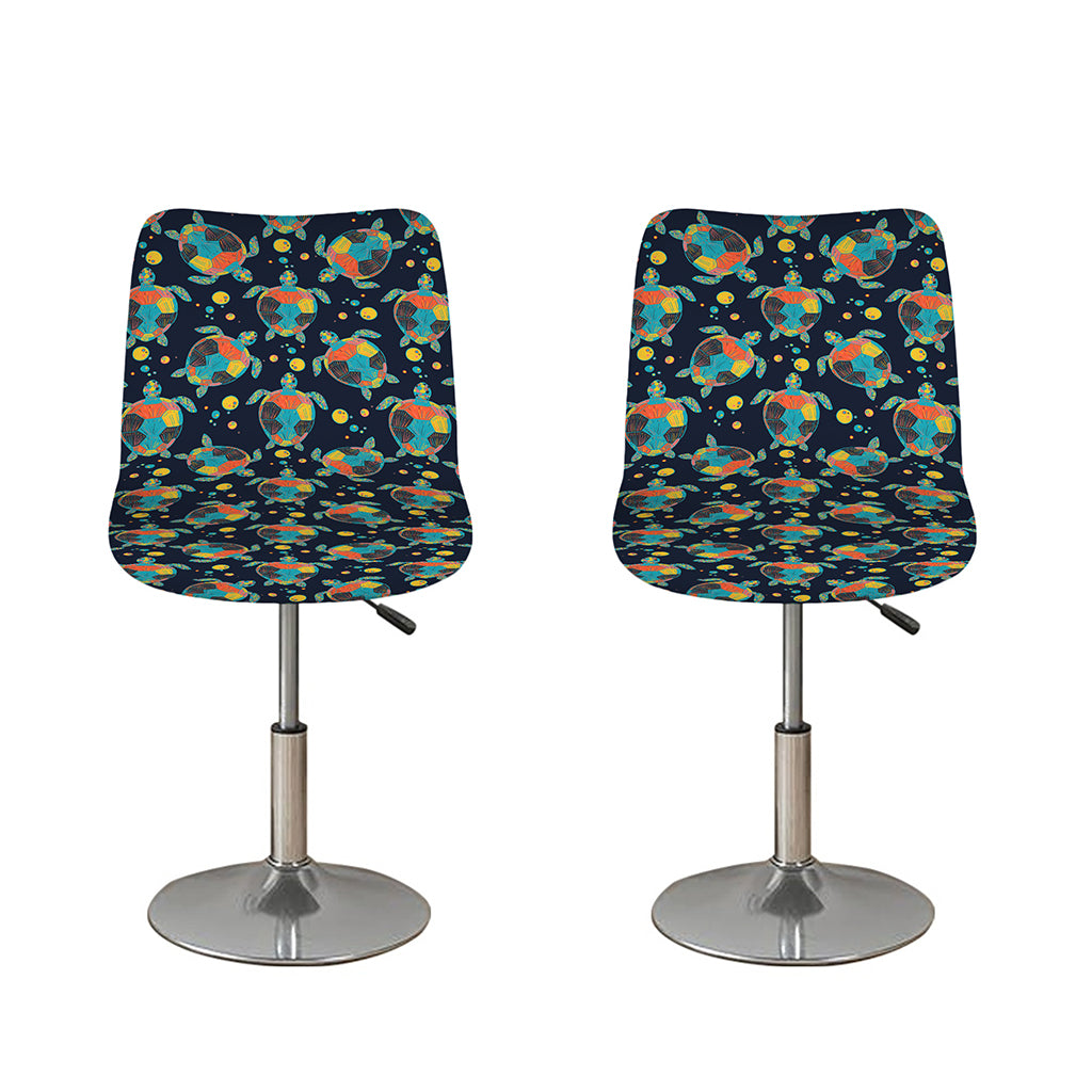 Retro Sea Turtle Pattern Print Bar Stool Covers