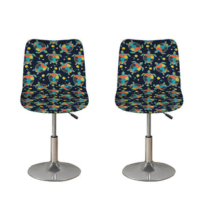 Retro Sea Turtle Pattern Print Bar Stool Covers