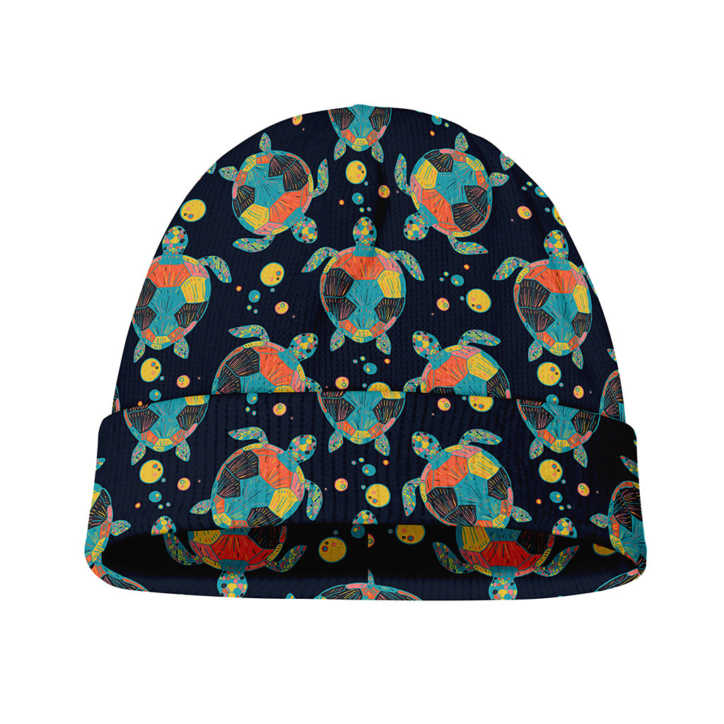 Retro Sea Turtle Pattern Print Beanie