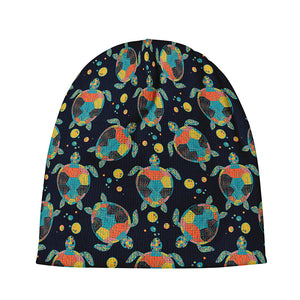 Retro Sea Turtle Pattern Print Beanie