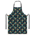 Retro Sea Turtle Pattern Print Bib Apron With Pocket