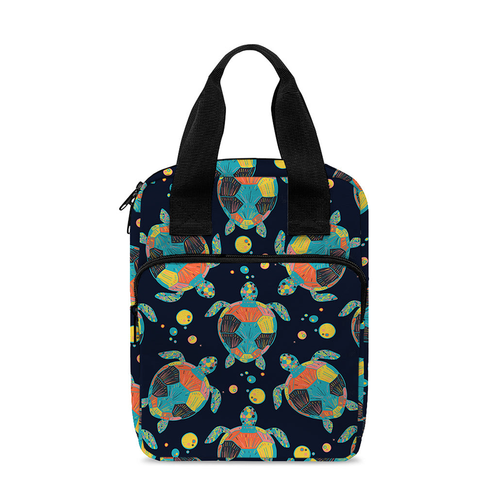 Retro Sea Turtle Pattern Print Bible Tote Bag