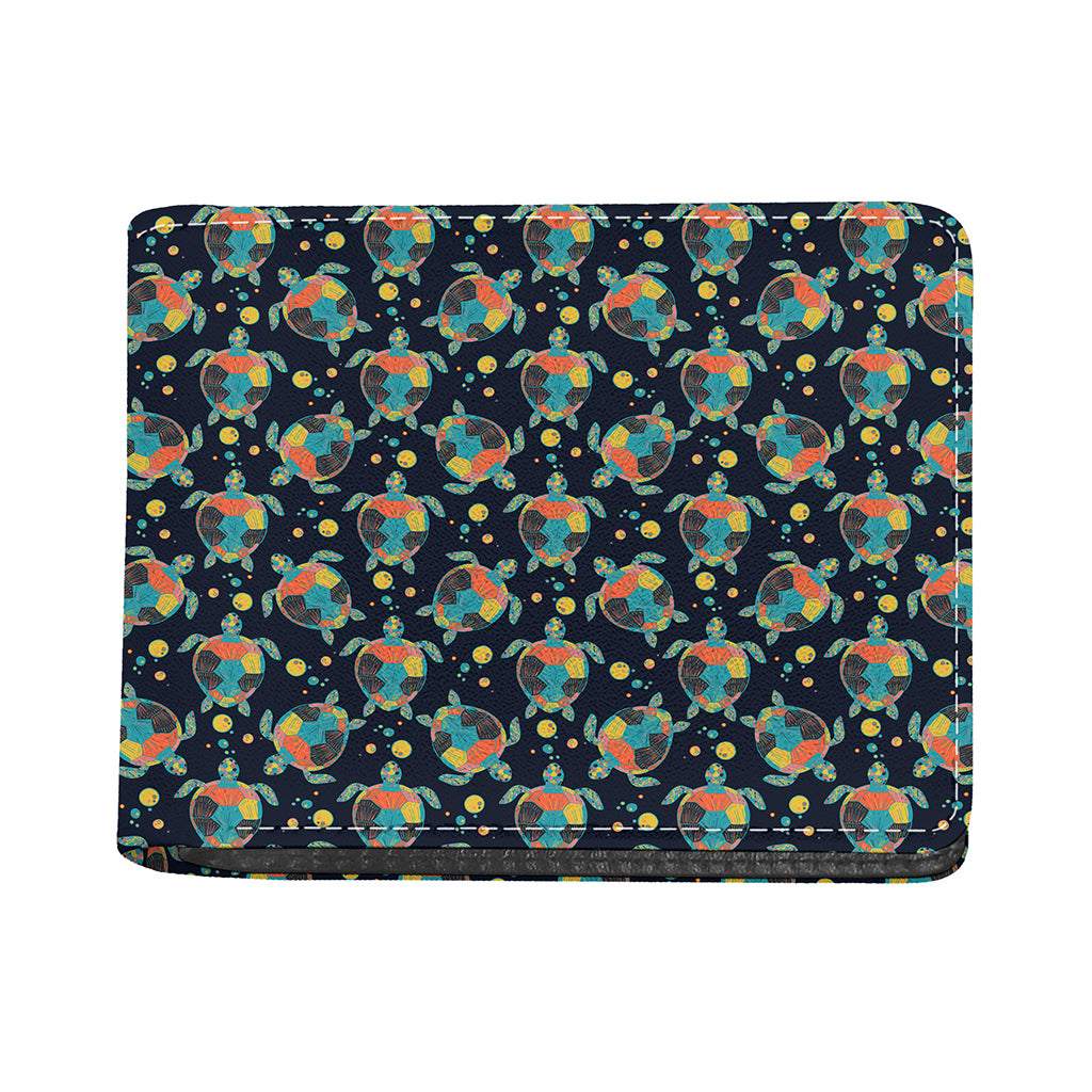 Retro Sea Turtle Pattern Print Bifold Wallet