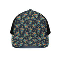 Retro Sea Turtle Pattern Print Black Mesh Trucker Hat