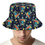 Retro Sea Turtle Pattern Print Bucket Hat