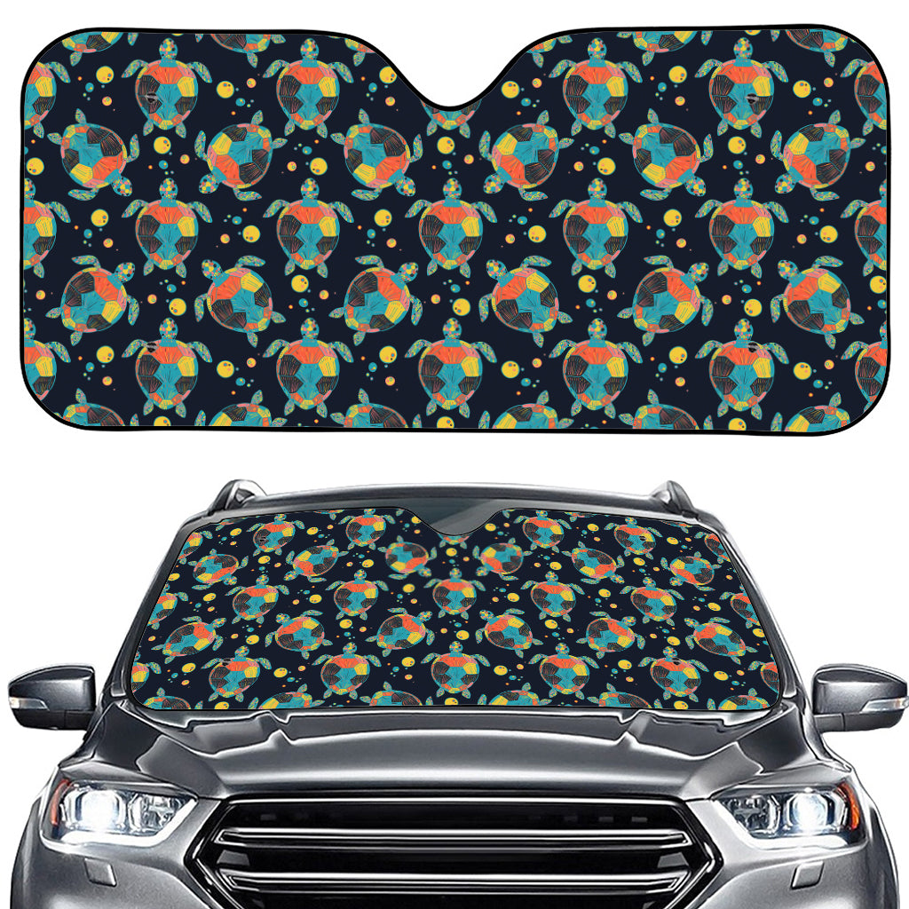 Retro Sea Turtle Pattern Print Car Windshield Sun Shade