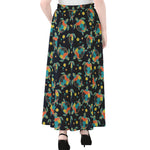 Retro Sea Turtle Pattern Print Chiffon Maxi Skirt