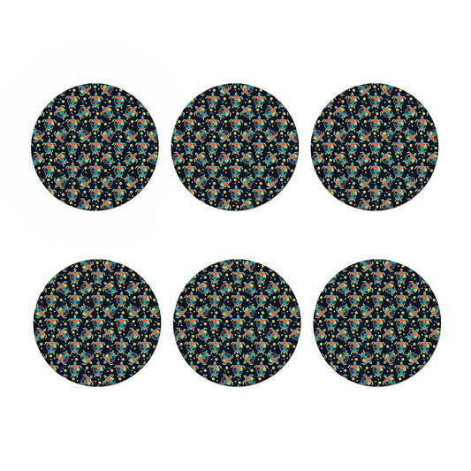 Retro Sea Turtle Pattern Print Coaster Set