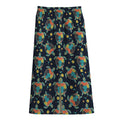 Retro Sea Turtle Pattern Print Cotton Front Slit Maxi Skirt
