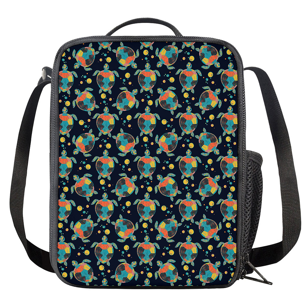 Retro Sea Turtle Pattern Print Crossbody Lunch Bag