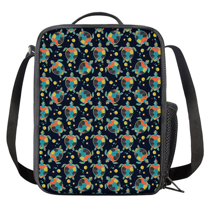 Retro Sea Turtle Pattern Print Crossbody Lunch Bag