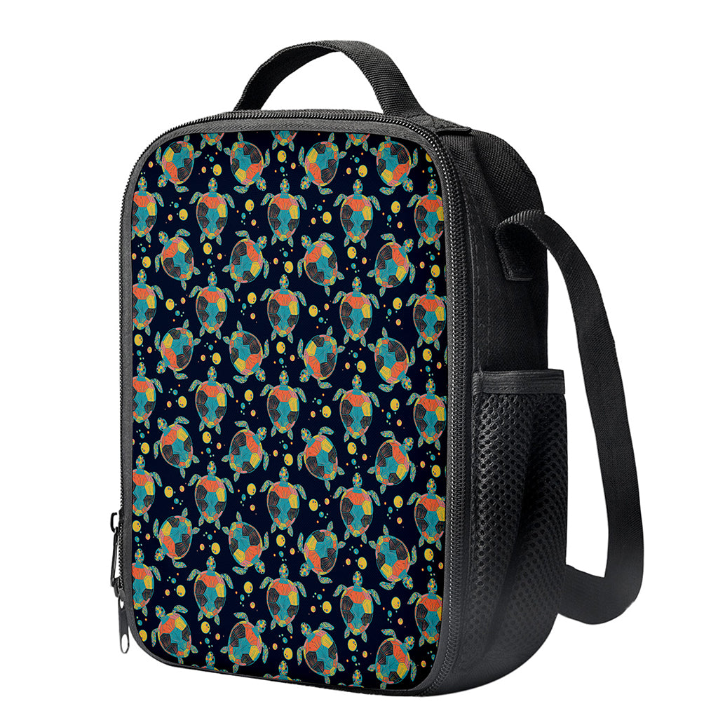 Retro Sea Turtle Pattern Print Crossbody Lunch Bag