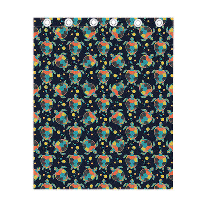 Retro Sea Turtle Pattern Print Curtain