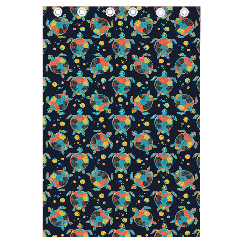 Retro Sea Turtle Pattern Print Curtain