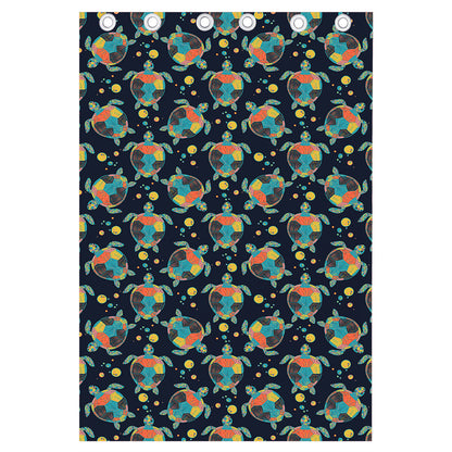Retro Sea Turtle Pattern Print Curtain