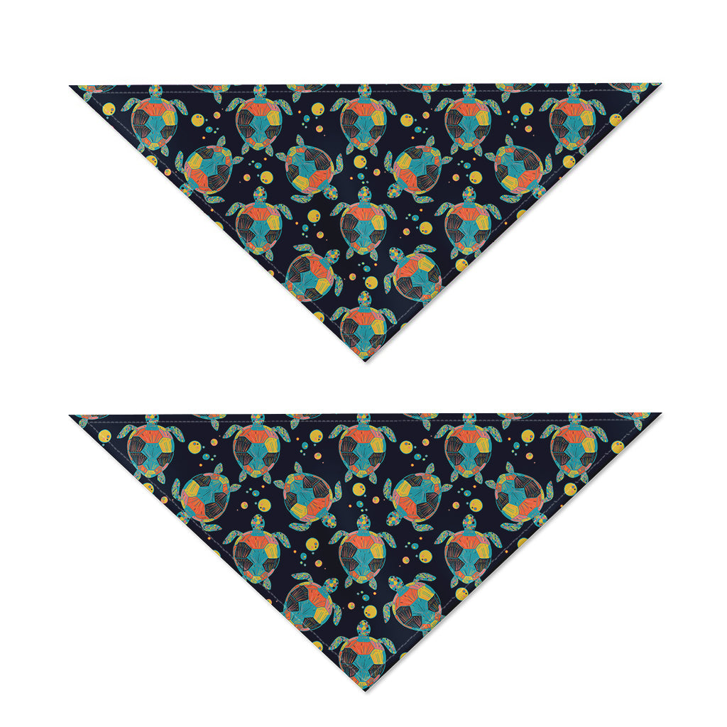 Retro Sea Turtle Pattern Print Dog Bandana