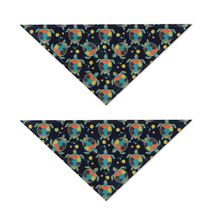 Retro Sea Turtle Pattern Print Dog Bandana