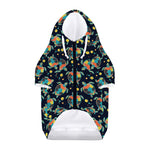 Retro Sea Turtle Pattern Print Dog Zip Up Hoodie