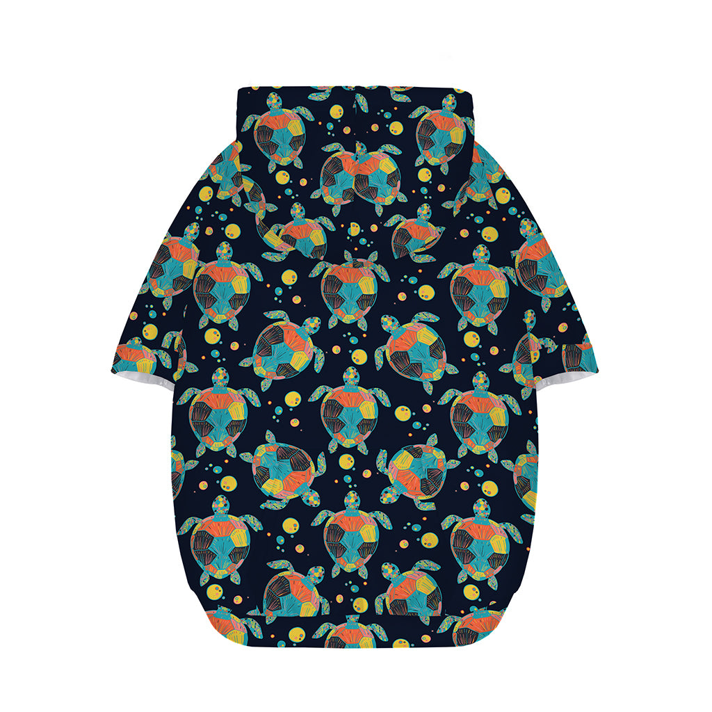 Retro Sea Turtle Pattern Print Dog Zip Up Hoodie