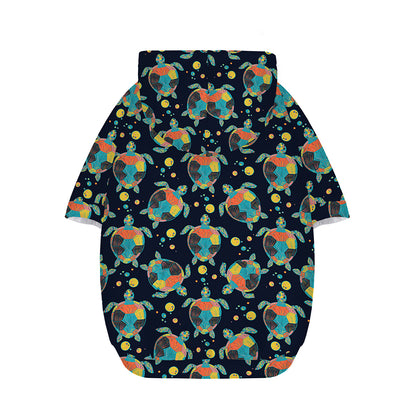 Retro Sea Turtle Pattern Print Dog Zip Up Hoodie