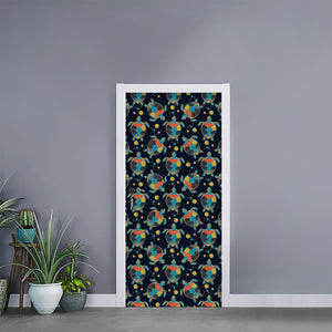 Retro Sea Turtle Pattern Print Door Sticker