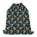 Retro Sea Turtle Pattern Print Drawstring Bag