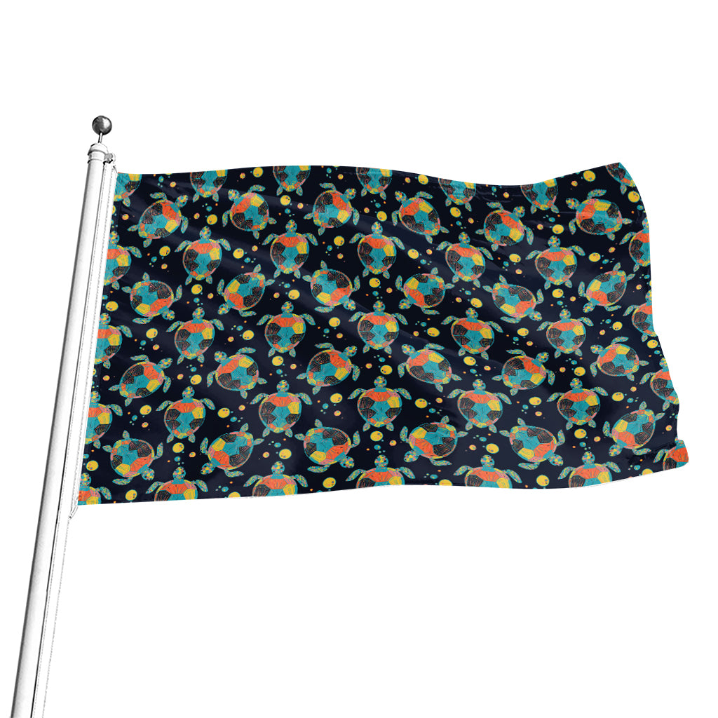Retro Sea Turtle Pattern Print Flag