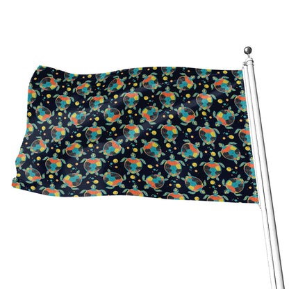 Retro Sea Turtle Pattern Print Flag