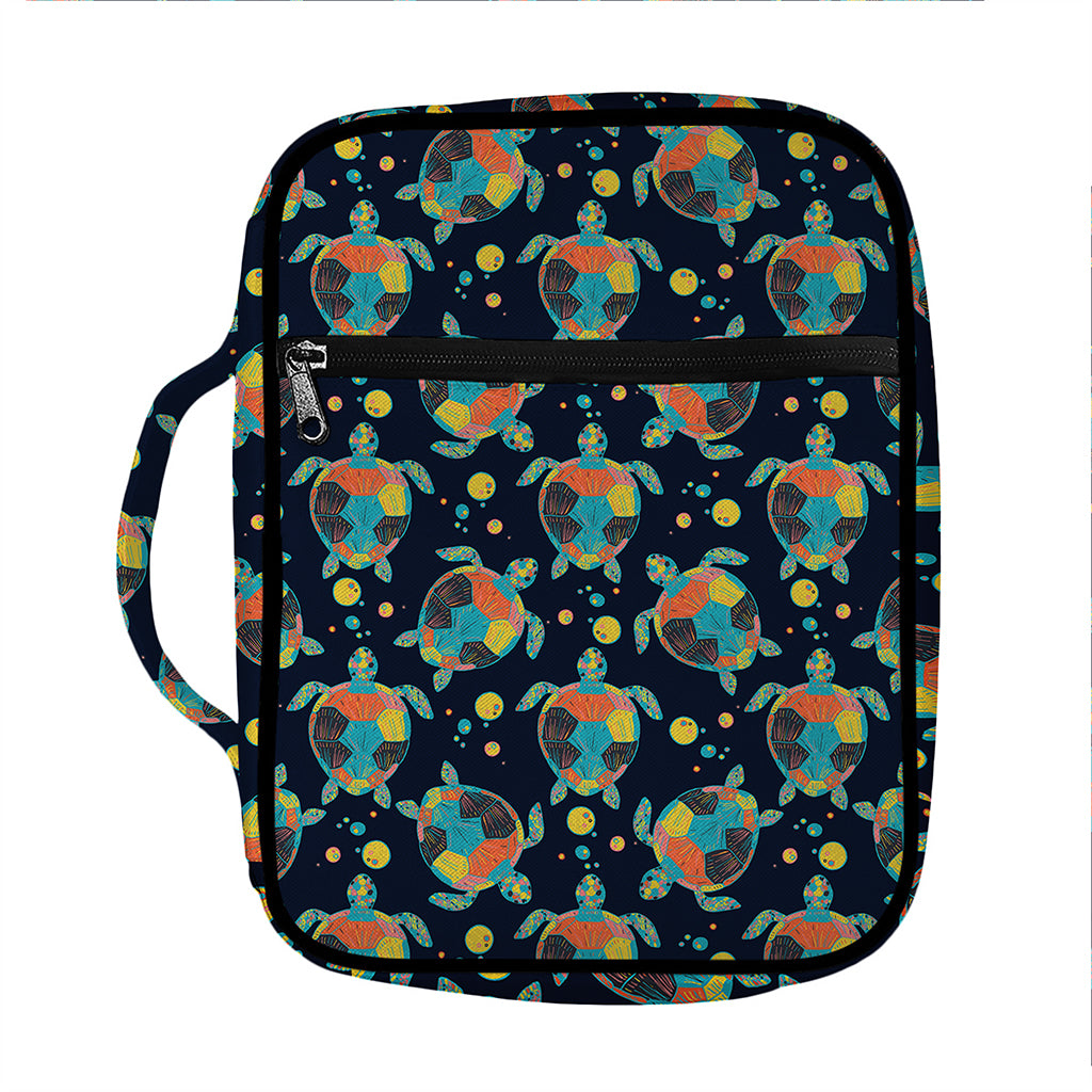 Retro Sea Turtle Pattern Print Front Pocket Bible Bag